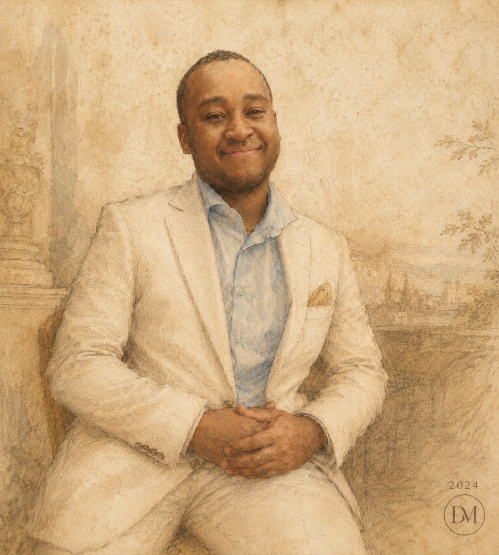 Geschilderd portret van Deninihio Mettendaf, 2024